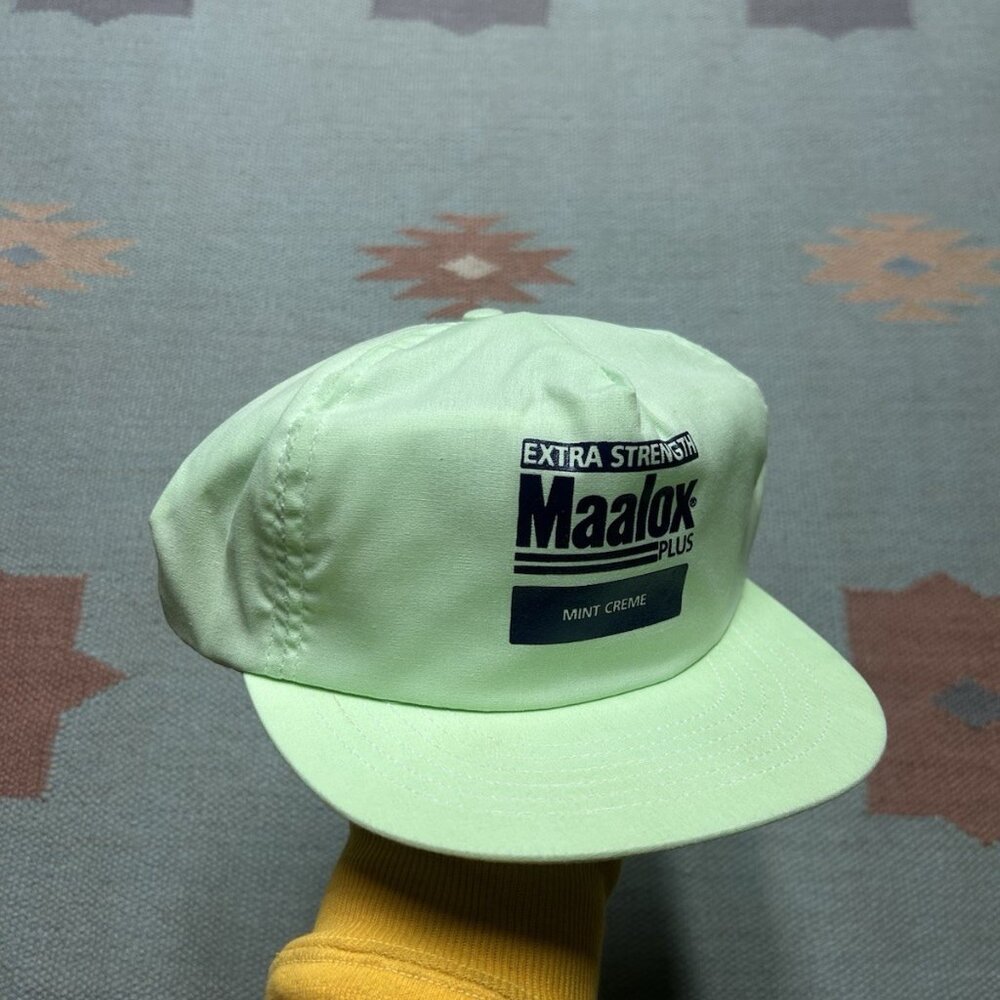 Vintage 90s SnapBack hat cap Maalox Plus mint creme green made in USA adjustable